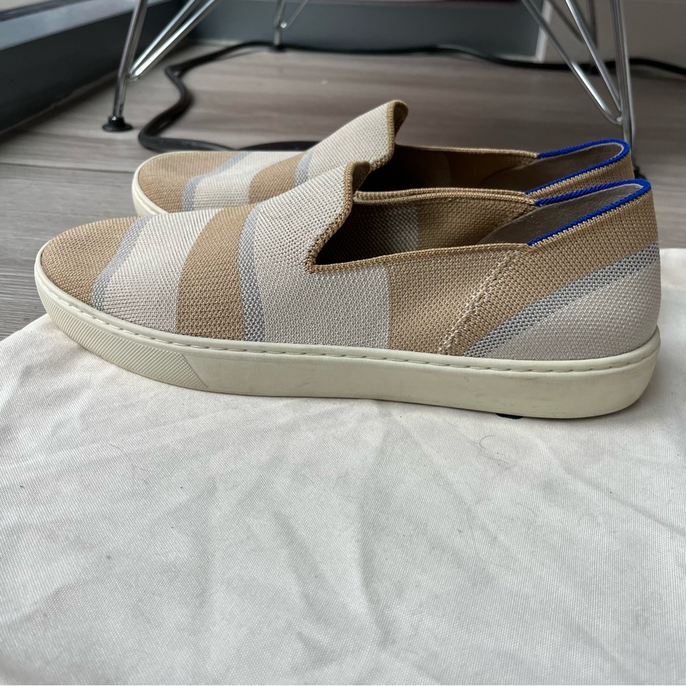EUC 10.5 Rothy’s Birch Stripe Neutral Sneakers - Picture 4 of 7